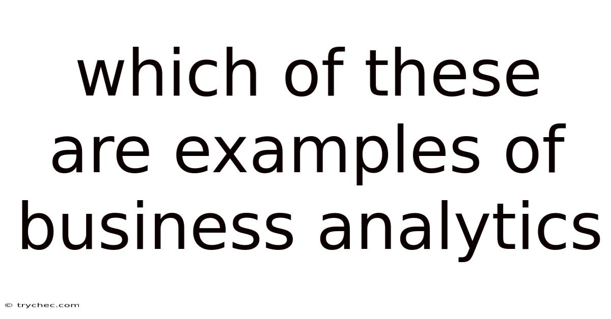 Which Of These Are Examples Of Business Analytics
