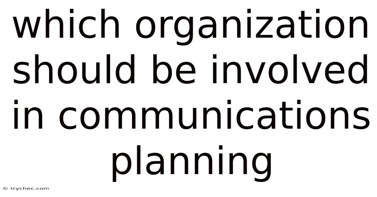 Which Organization Should Be Involved In Communications Planning
