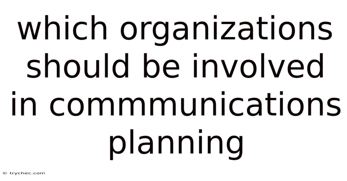 Which Organizations Should Be Involved In Commmunications Planning