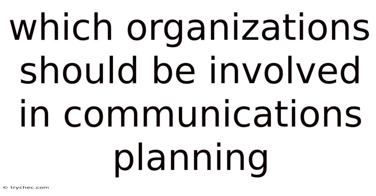Which Organizations Should Be Involved In Communications Planning