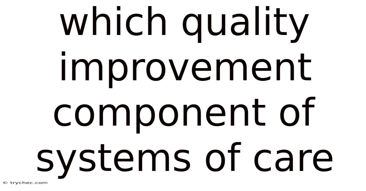 Which Quality Improvement Component Of Systems Of Care