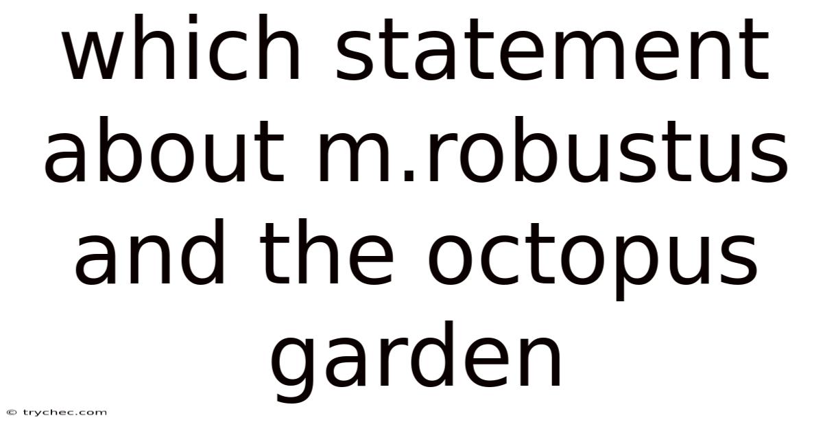 Which Statement About M.robustus And The Octopus Garden