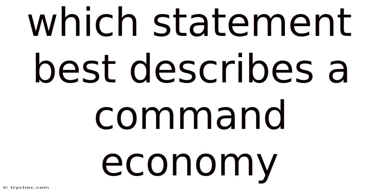Which Statement Best Describes A Command Economy