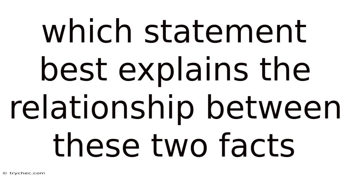 Which Statement Best Explains The Relationship Between These Two Facts