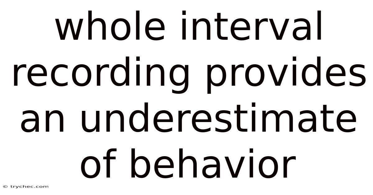 Whole Interval Recording Provides An Underestimate Of Behavior