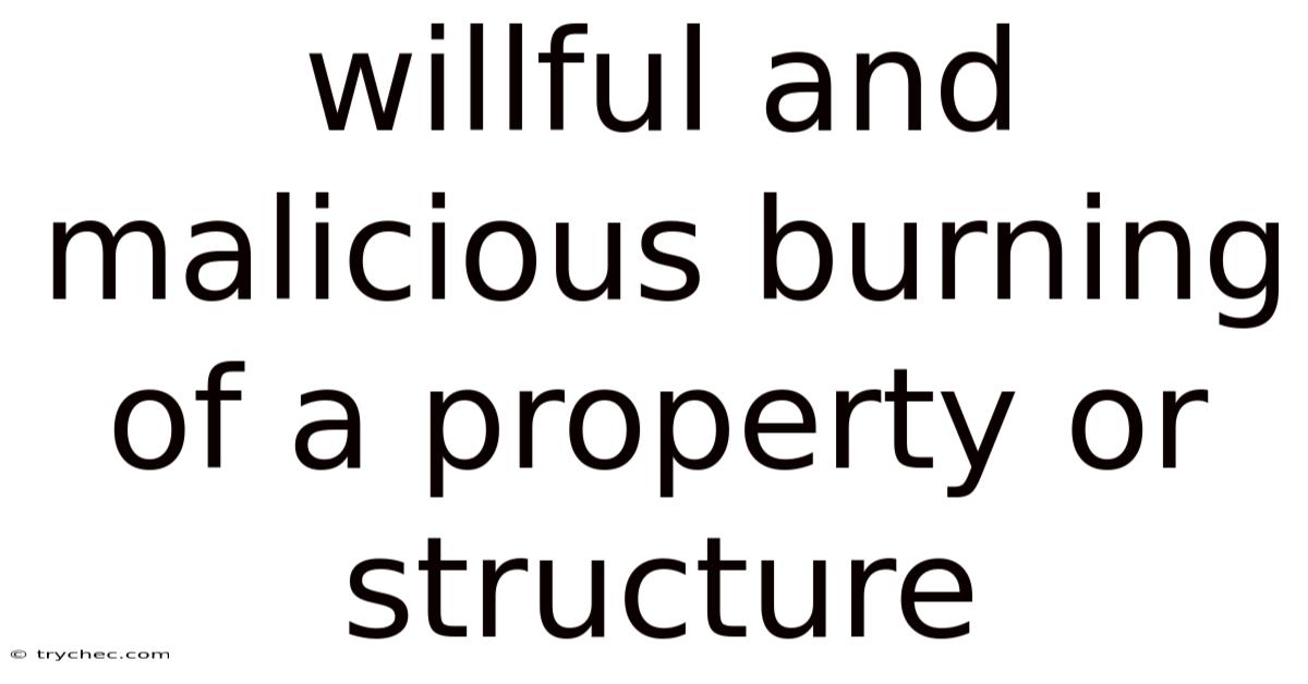 Willful And Malicious Burning Of A Property Or Structure