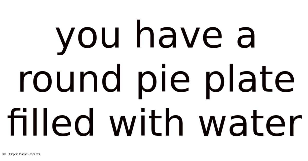 You Have A Round Pie Plate Filled With Water