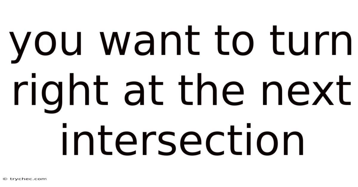 You Want To Turn Right At The Next Intersection